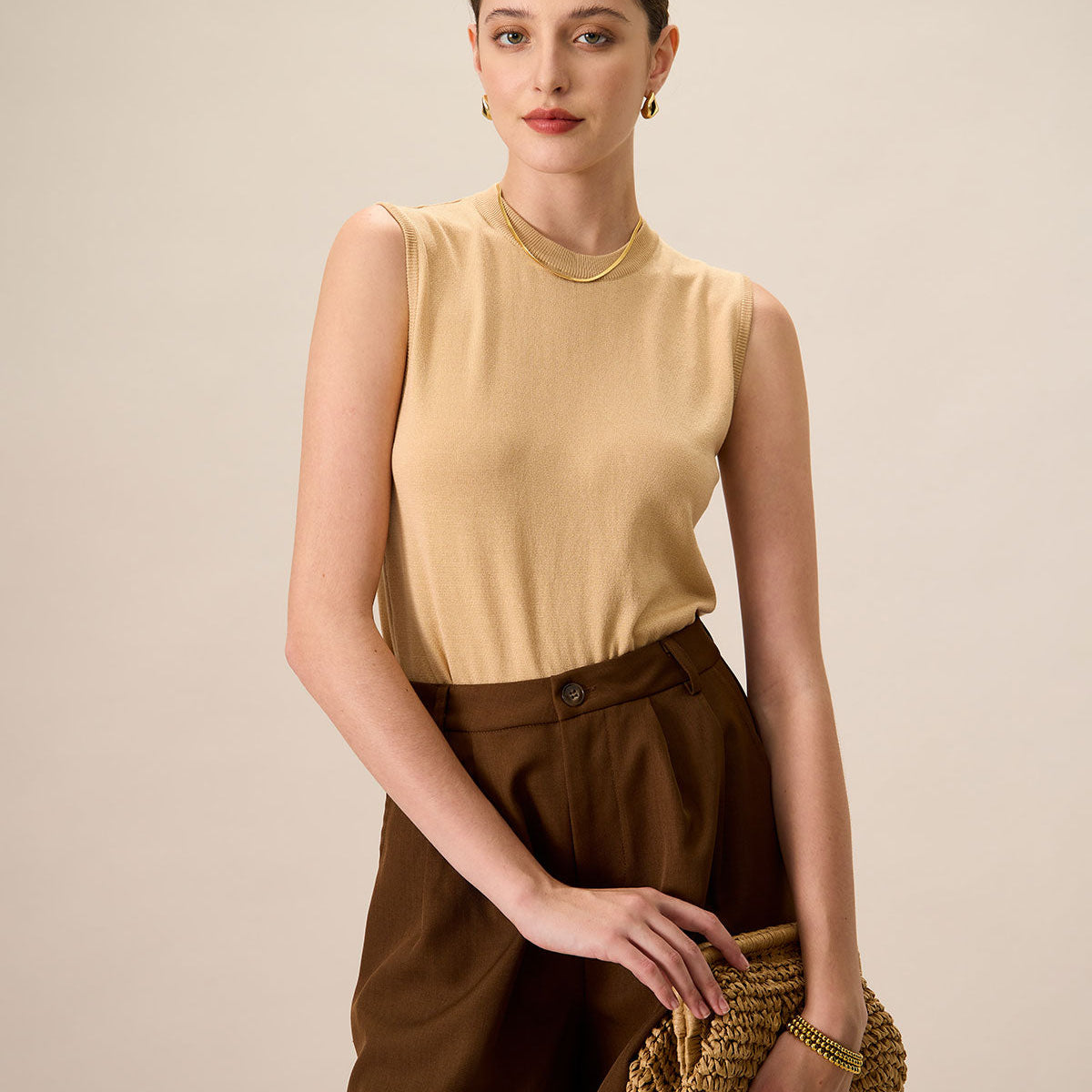 Shewess™ Kadın Haki Bisiklet Yaka Fitilli Tencel Atlet