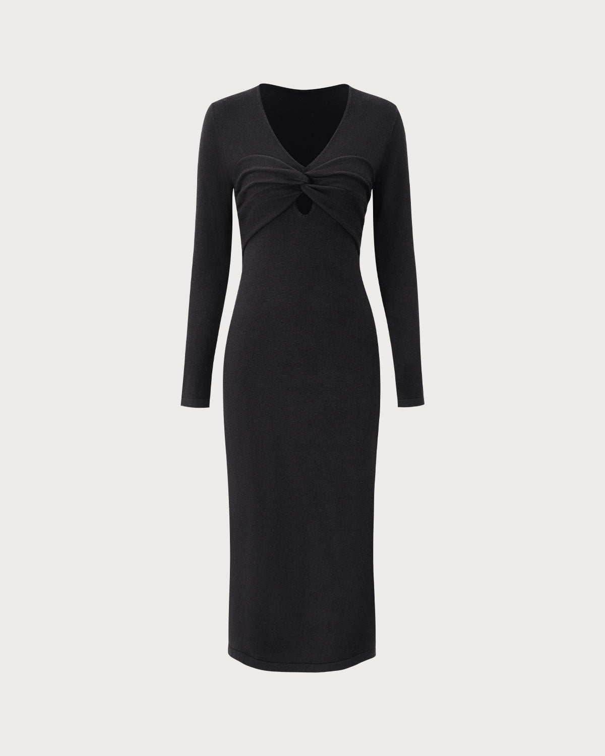Shewess™ Siyah V Yaka Bodycon Triko Elbise