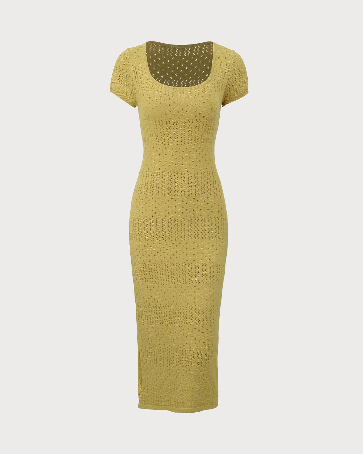 Shewess™ Yeşil Kare Yaka Bodycon Midi Elbise