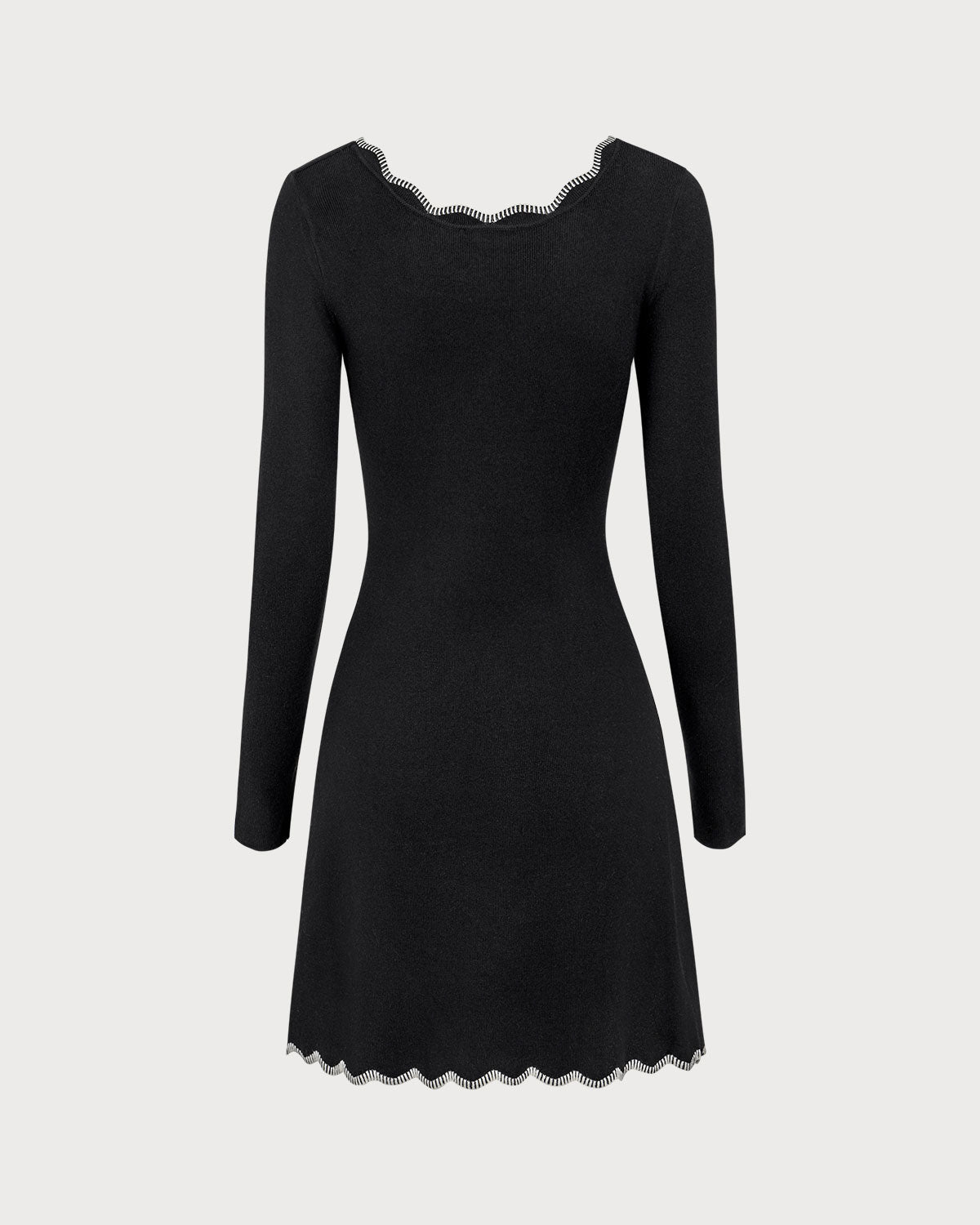Shewess™ Kadın Siyah Kontrast Triko Mini Elbise