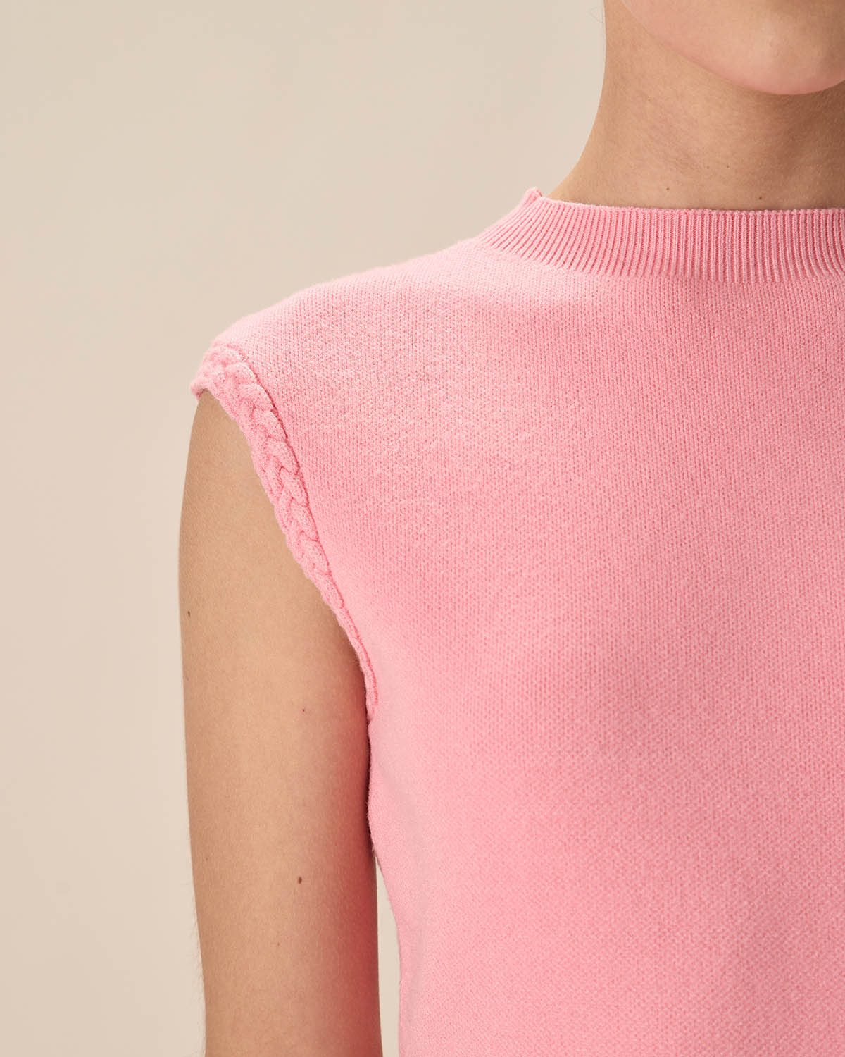 Shewess™ Pembe Yarım Yaka Cepli Kazak Elbise