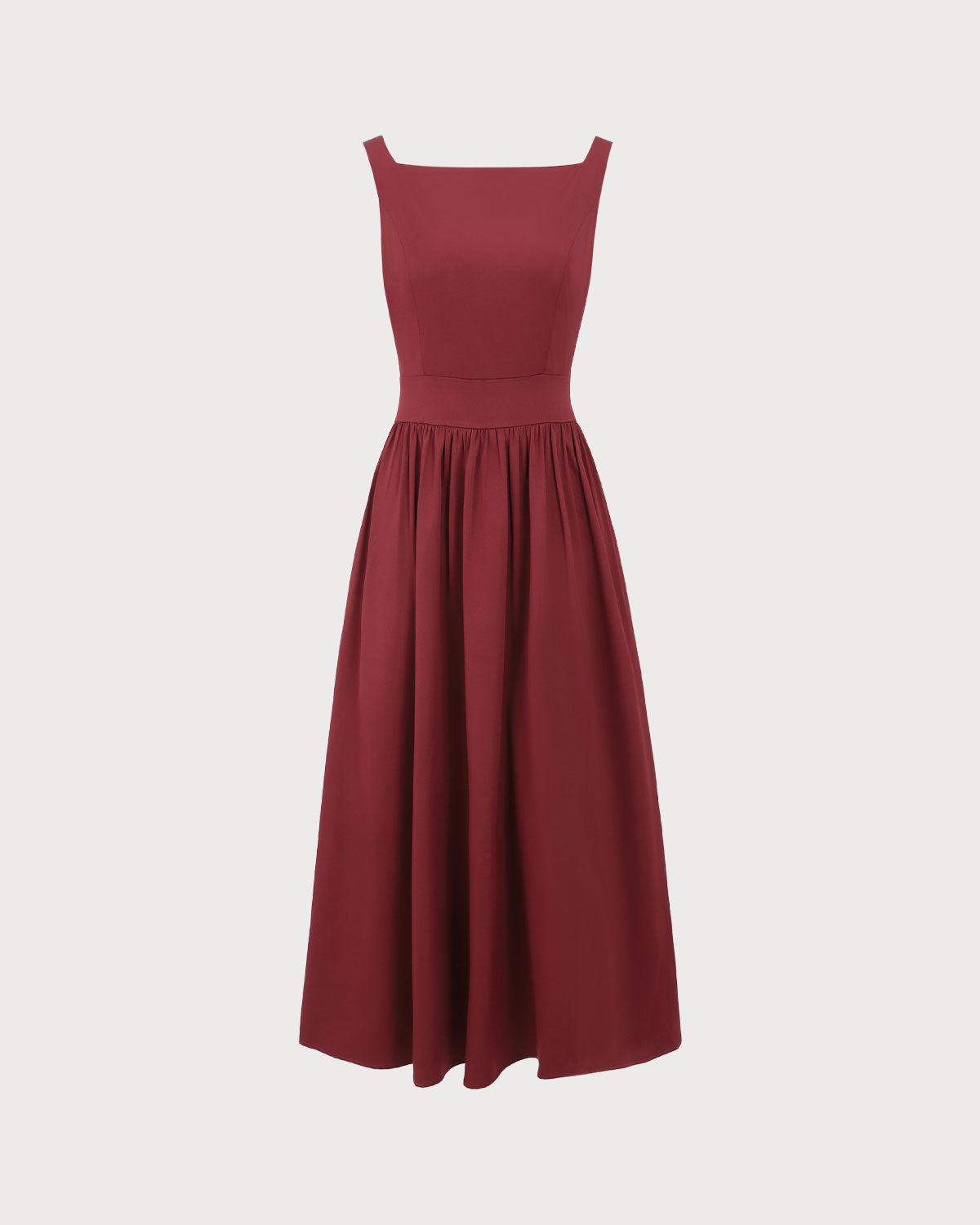 Shewess™ Şarap Kırmızı Saten Slip Maxi Elbise