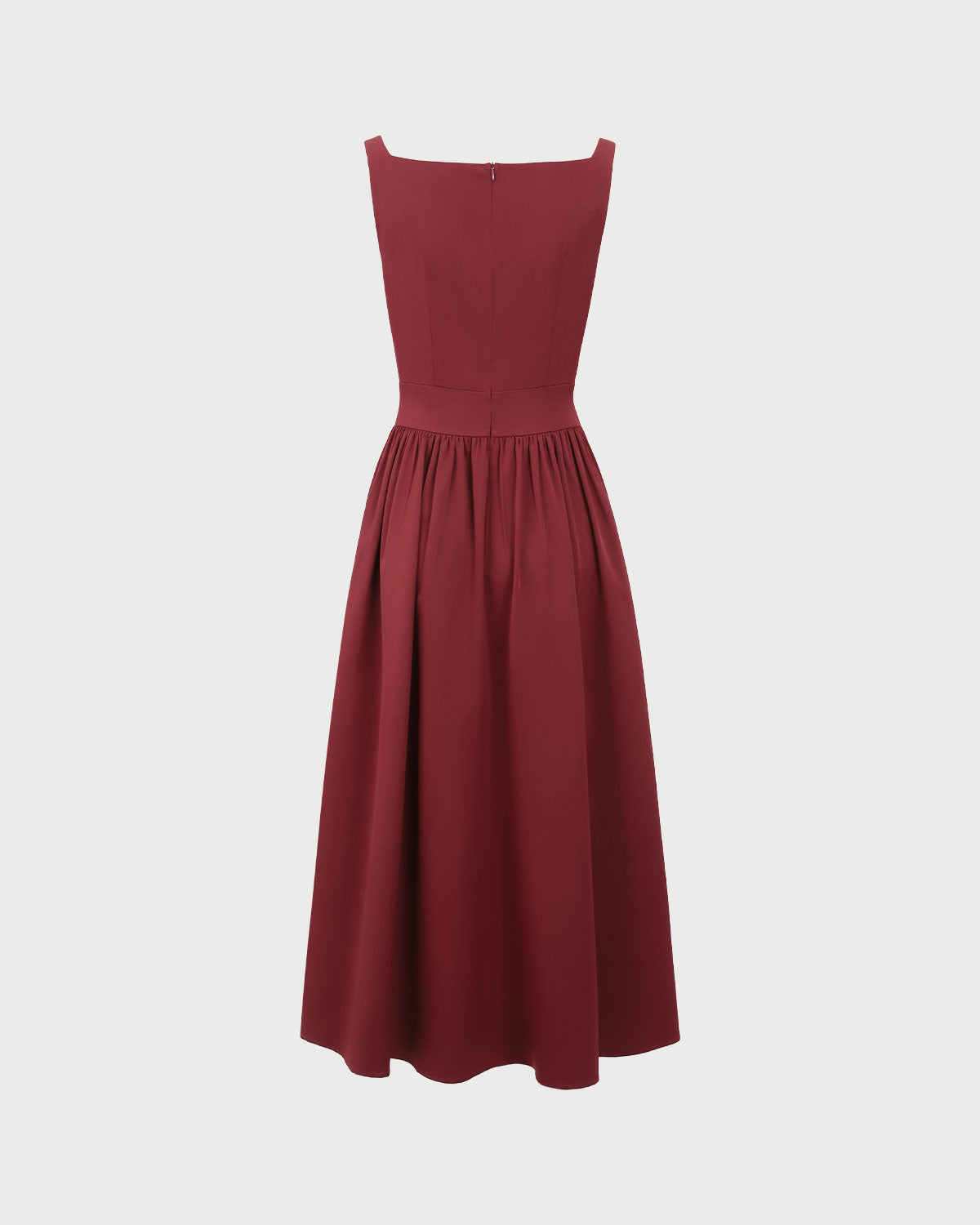 Shewess™ Şarap Kırmızı Saten Slip Maxi Elbise