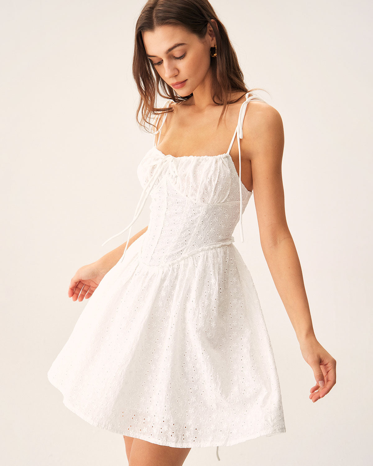 Shewess™ Beyaz Dantelli Korse Slip Mini Elbise