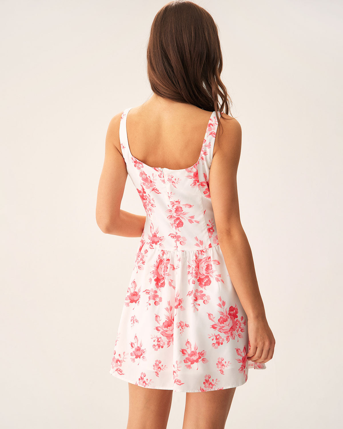 Shewess™ Pembe Çiçekli Dantelli Mini Elbise