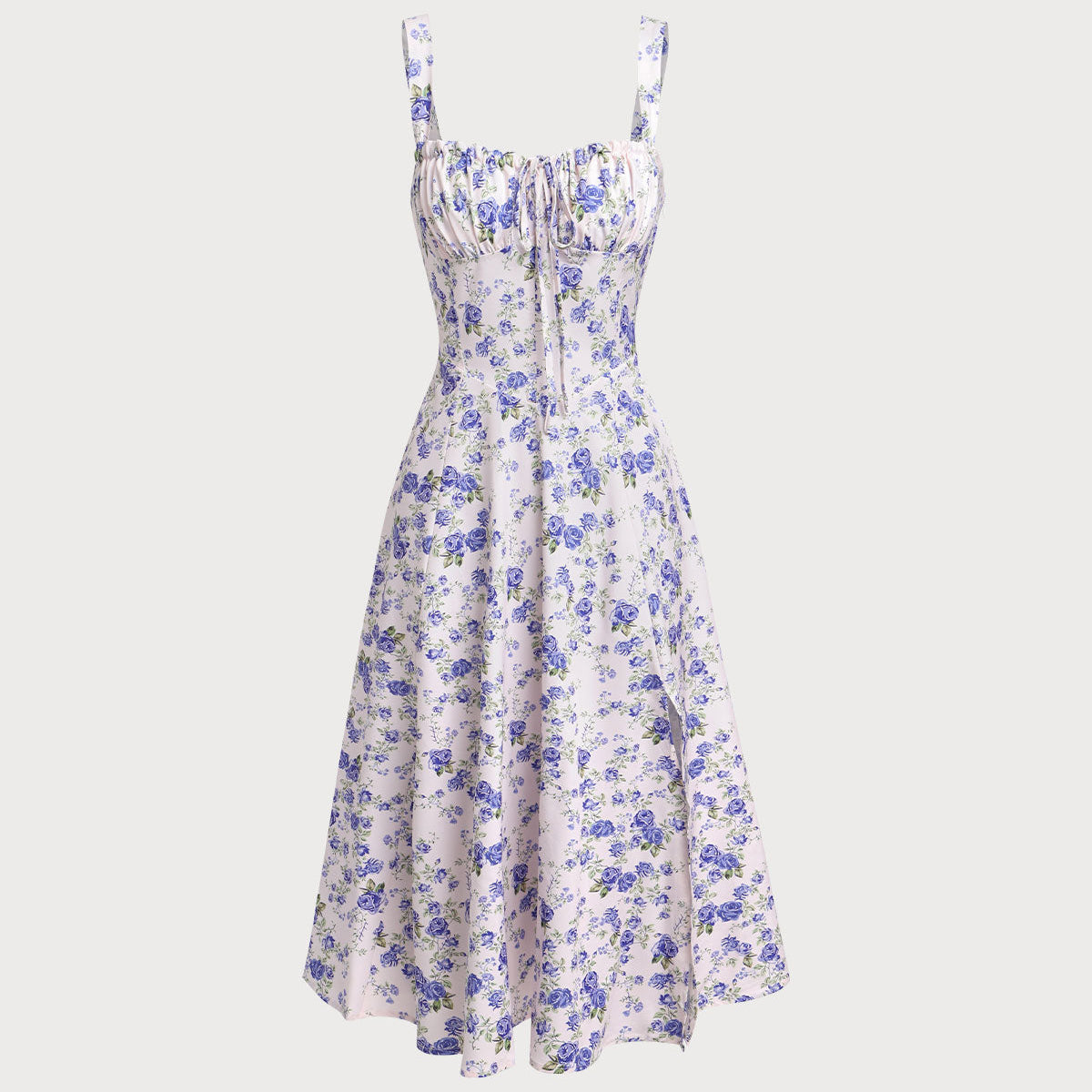 Shewess Beyaz Çiçekli Dantelli Slip Midi Elbise