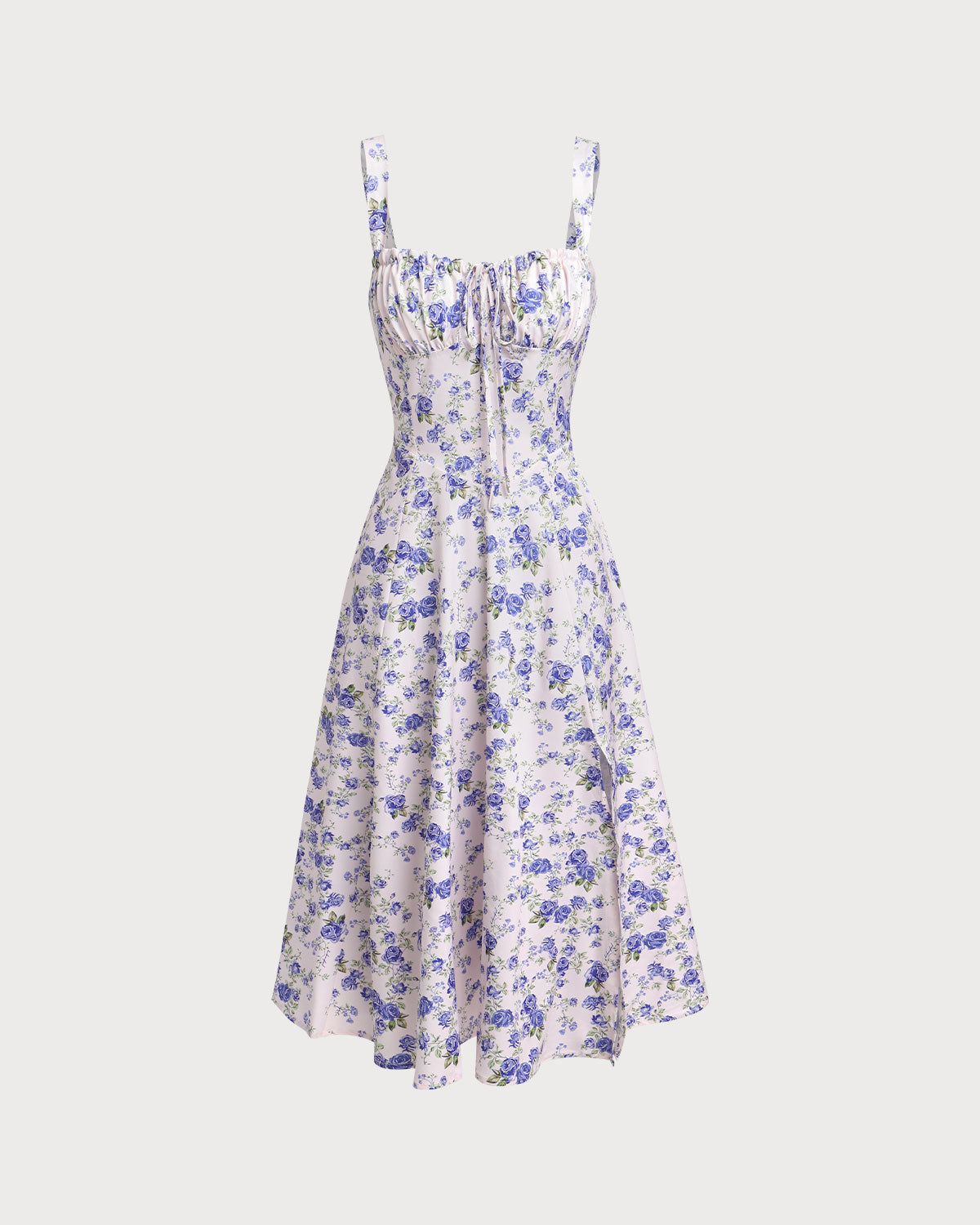Shewess Beyaz Çiçekli Dantelli Slip Midi Elbise