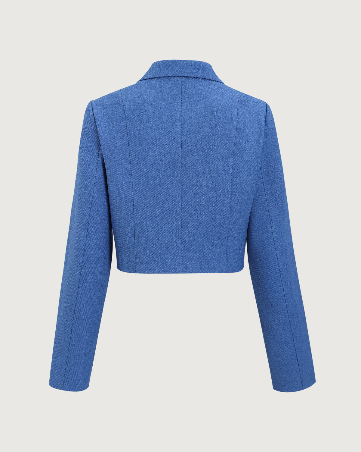 Shewess™ Mavi Tek Sıra Düğmeli Cepli Crop Ceket
