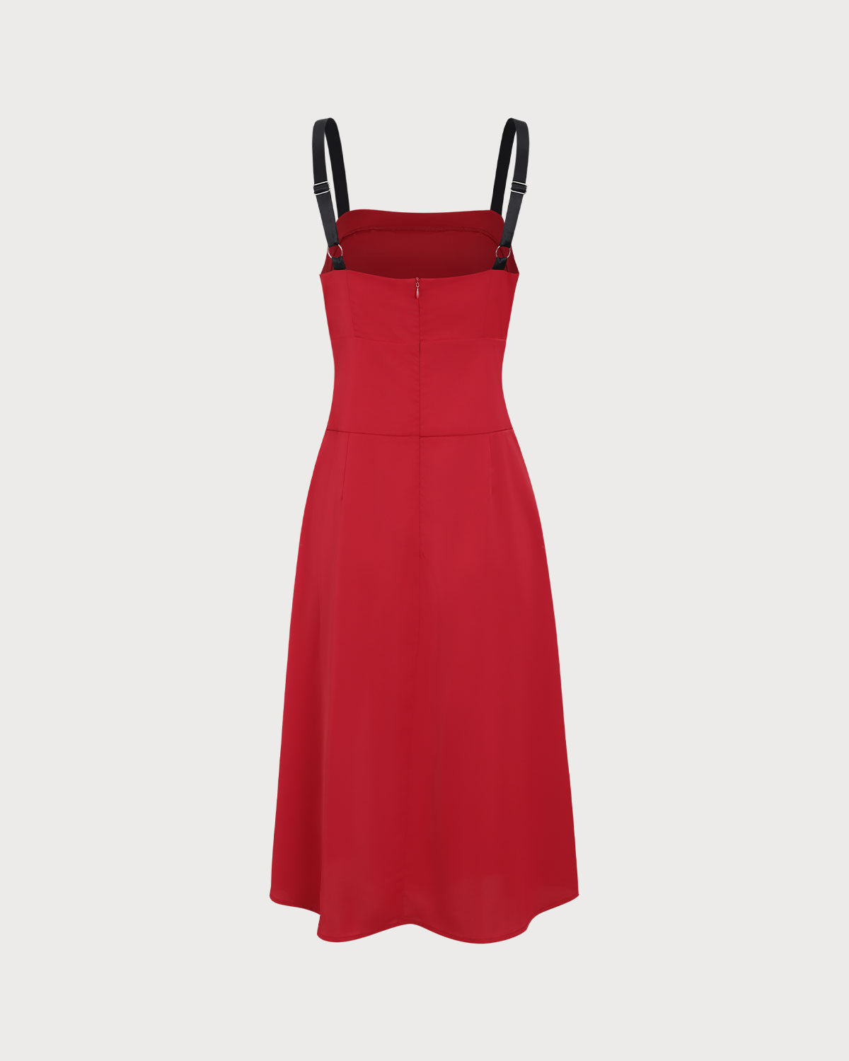 Shewess™ Kırmızı Kontrast Yırtmaçlı Slip Midi Elbise