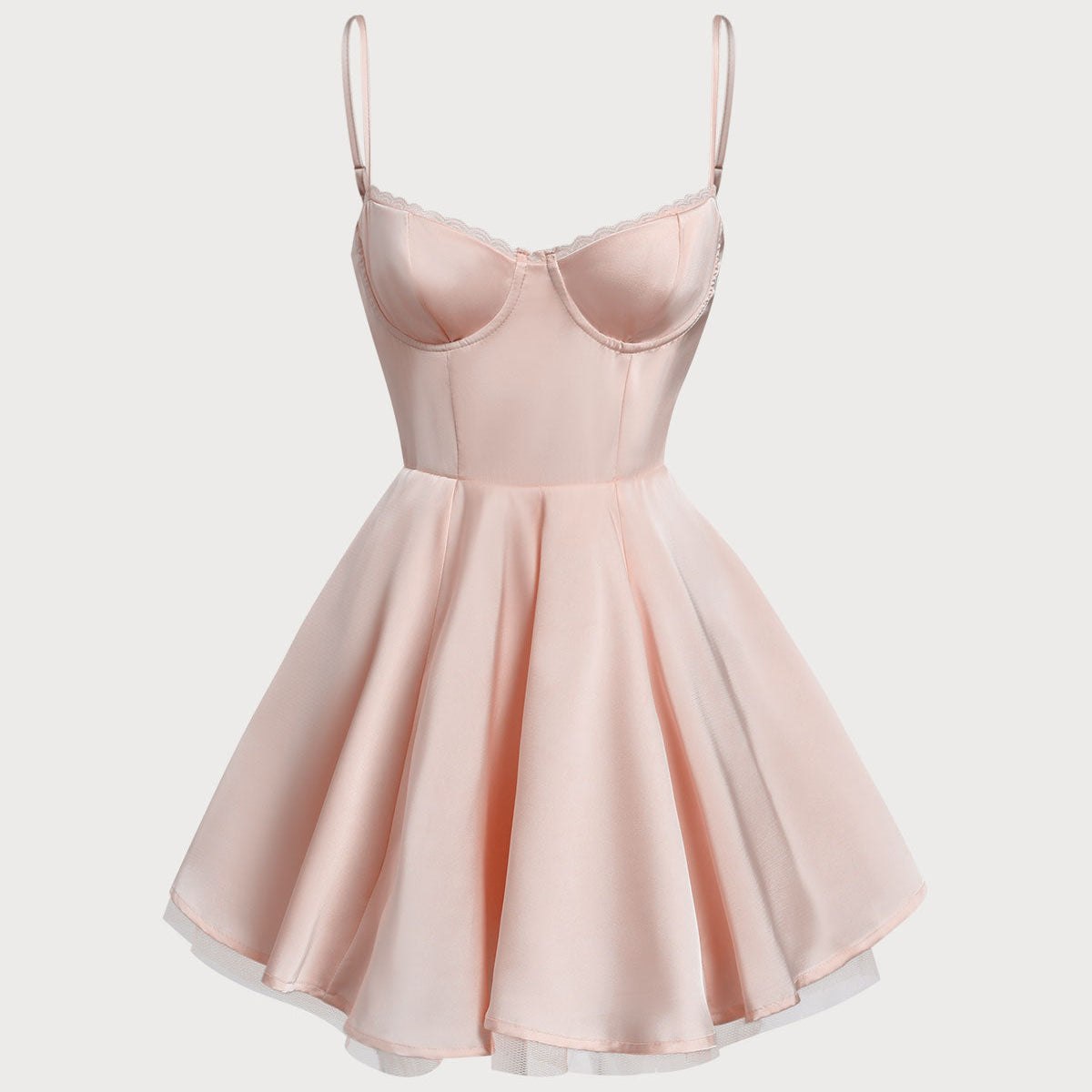Shewess Pembe Kalp Yaka Slip Pileli Mini Elbise