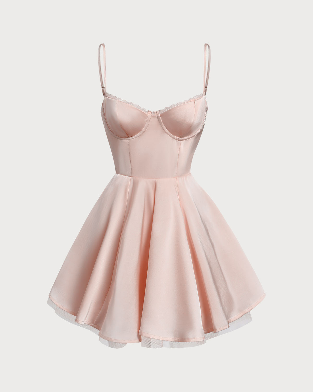 Shewess Pembe Kalp Yaka Slip Pileli Mini Elbise