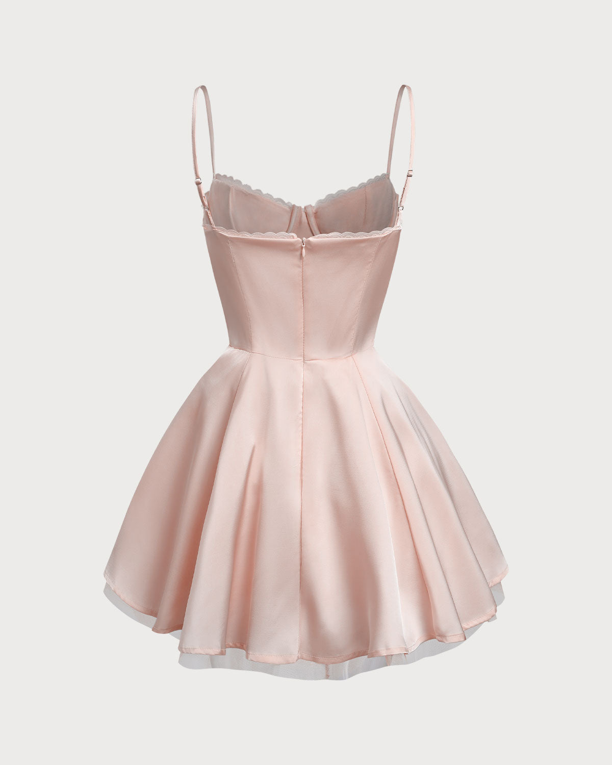 Shewess Pembe Kalp Yaka Slip Pileli Mini Elbise