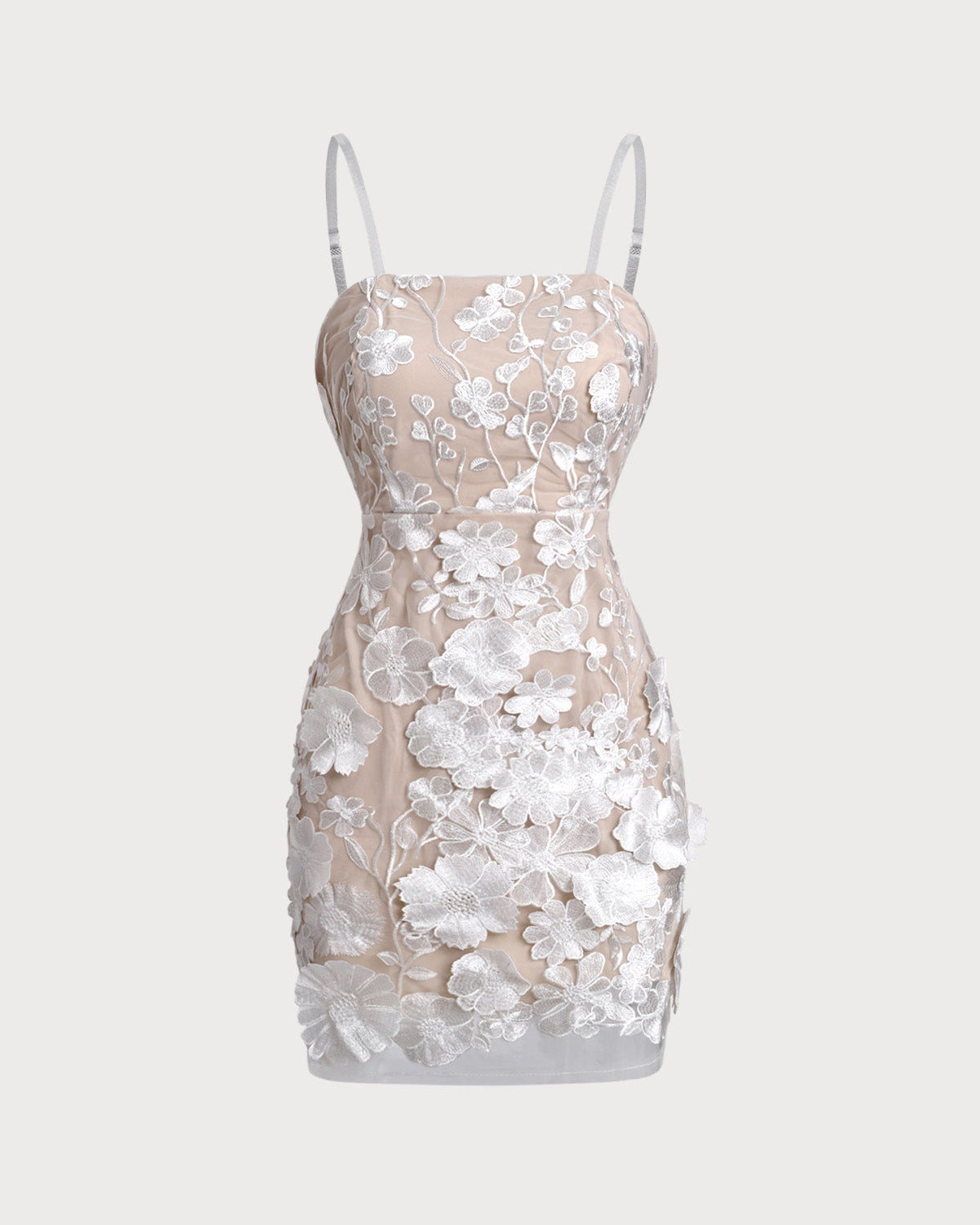 Shewess Beyaz Çiçekli Bodycon Slip Mini Elbise
