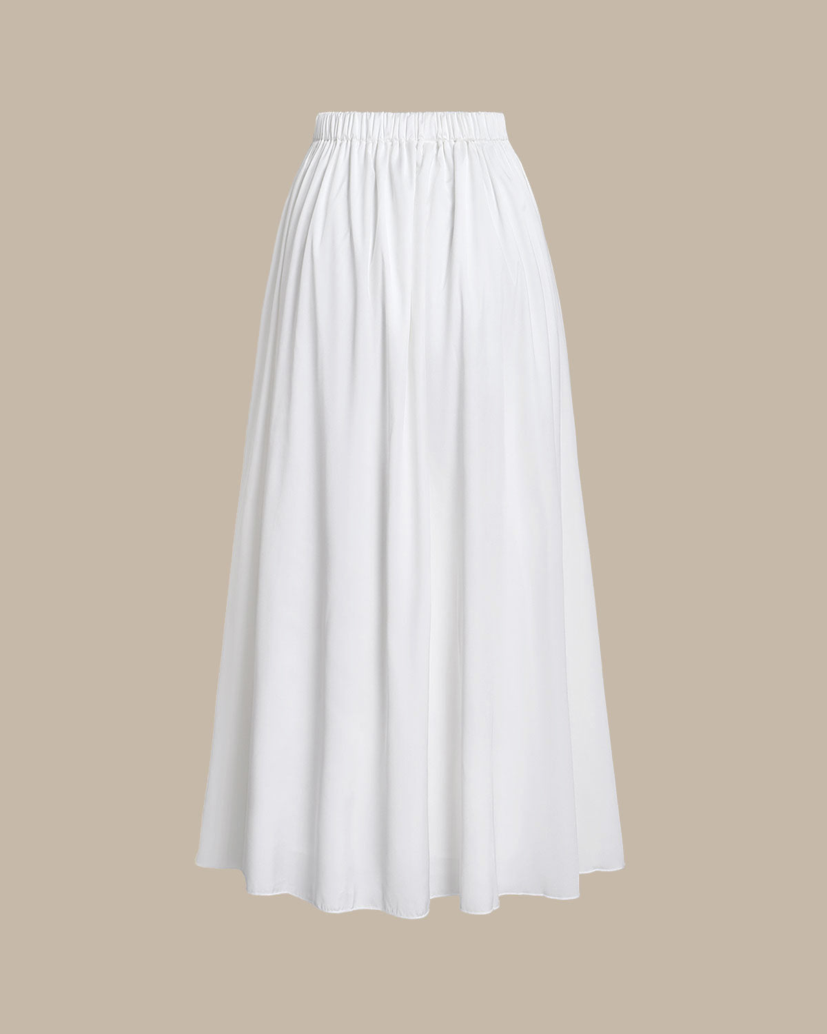 Shewess Beyaz Yüksek Bel Beli Lastikli Midi Etek