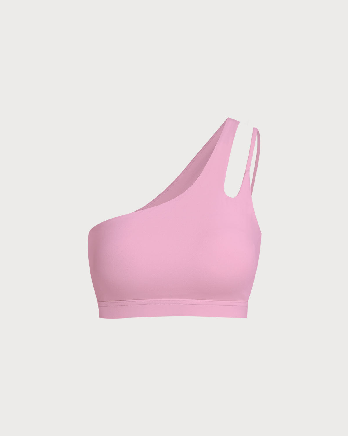 Shewess™ Pembe Tek Omuz Kısa Yoga Üstü - Hafif Destekli