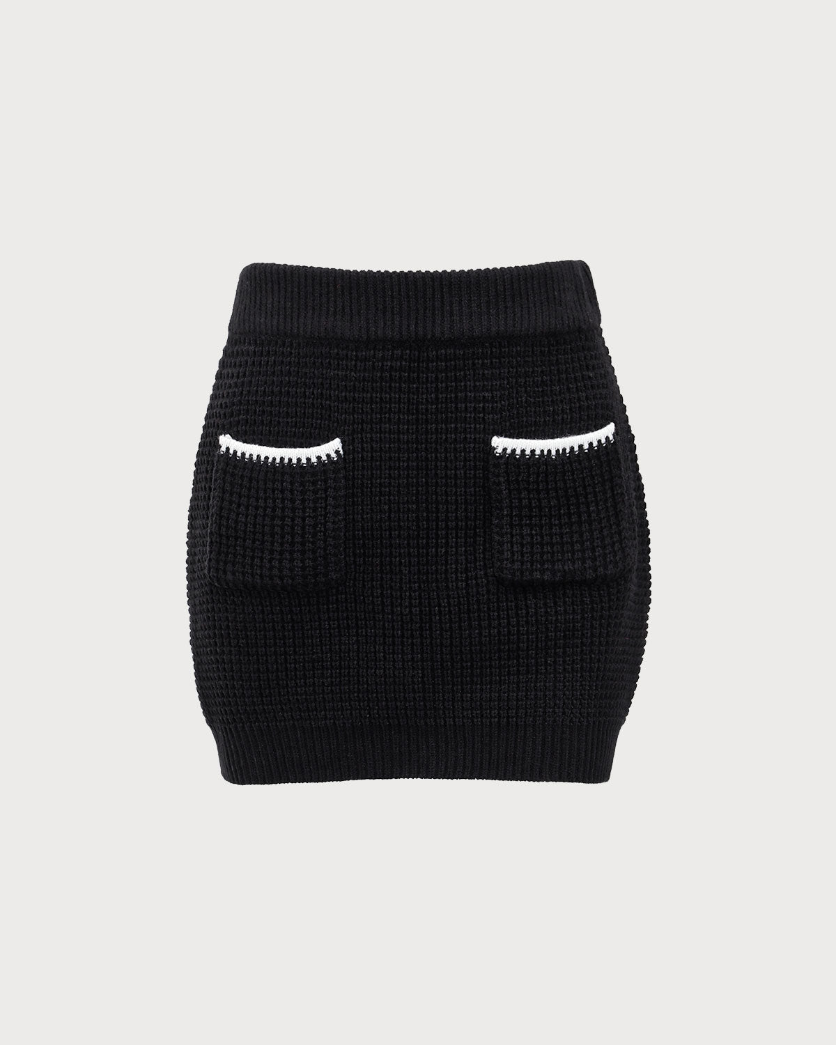 Shewess™ Siyah Kontrast Triko A Kesim Mini Etek