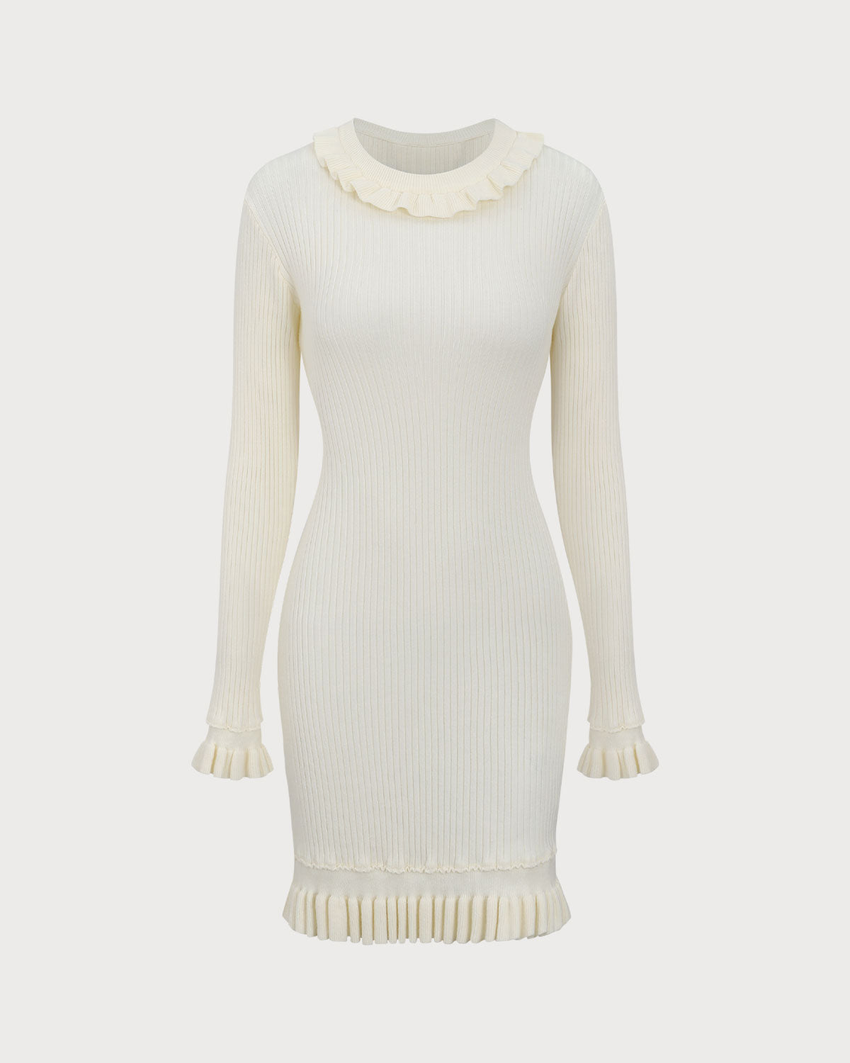 Shewess™ Beyaz Bodycon Kazak Mini Elbise
