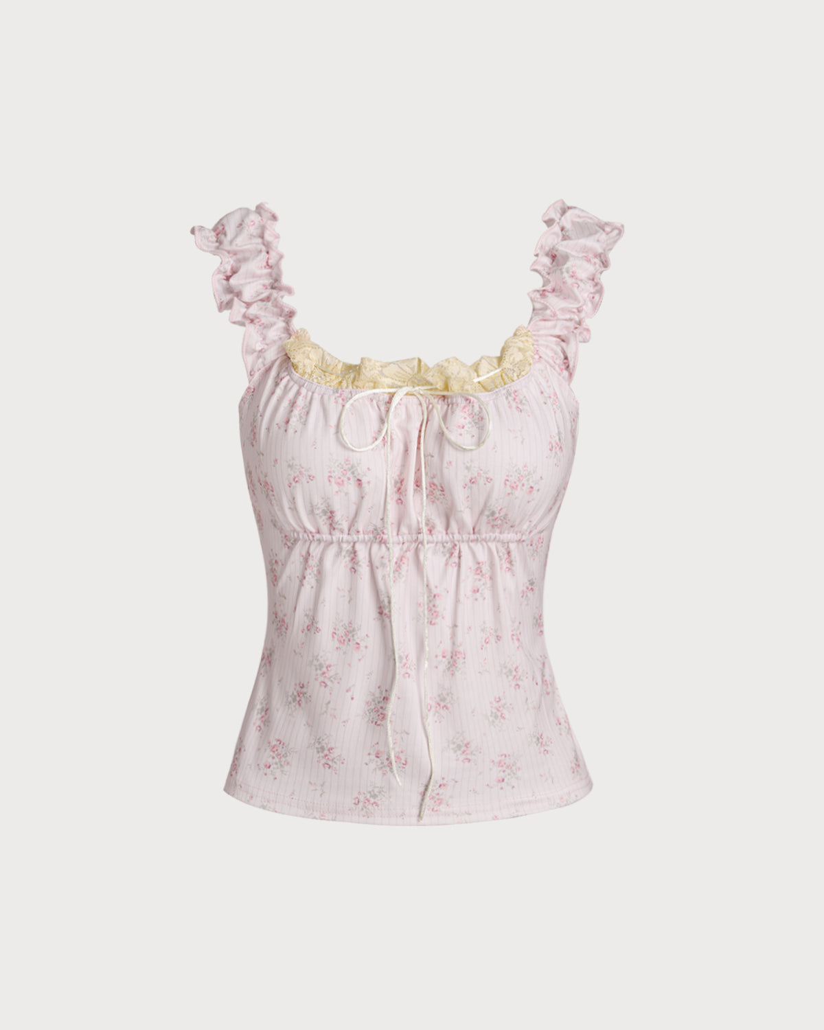 Shewess™ Pembe Çiçekli Dantelli Camiş