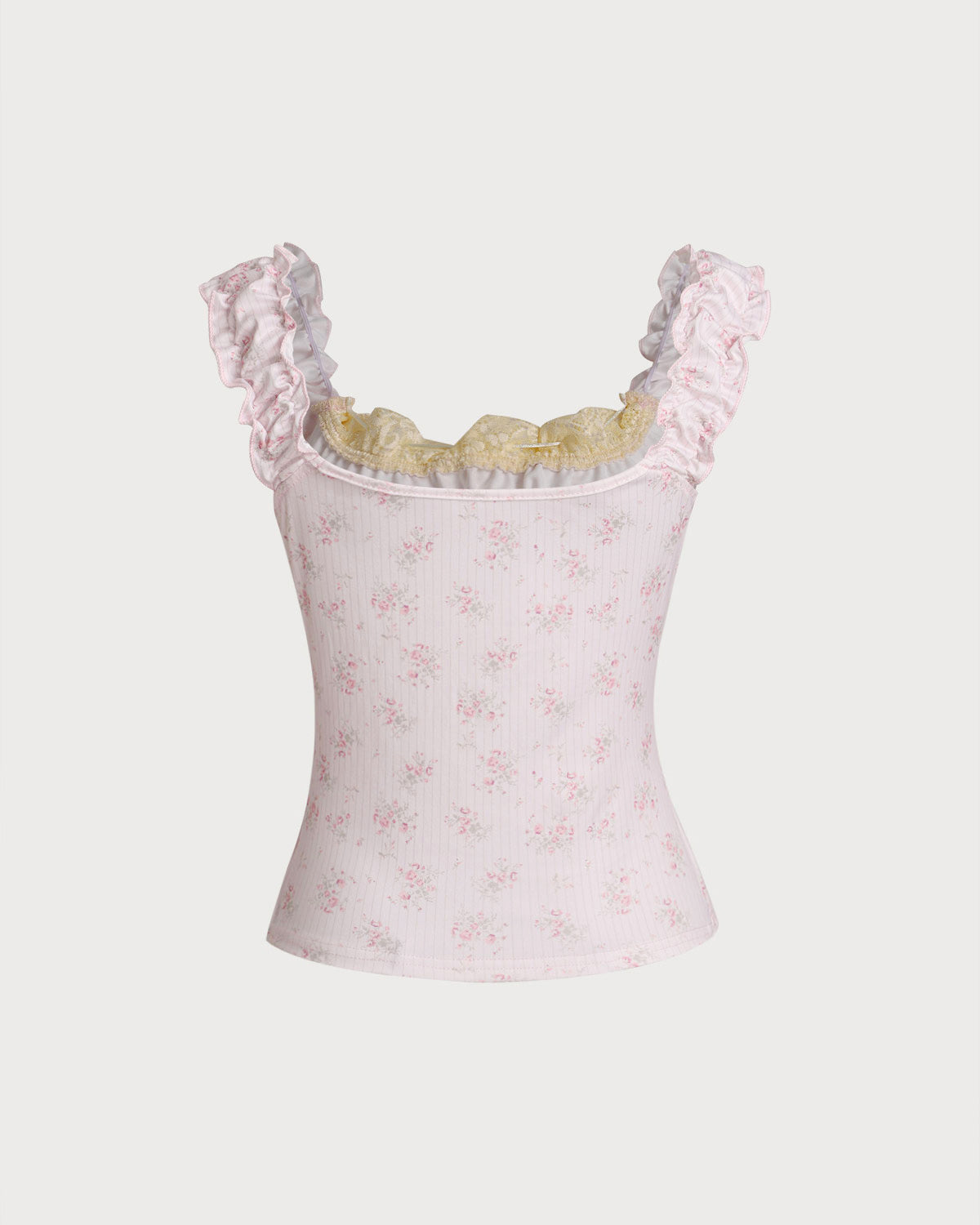 Shewess™ Pembe Çiçekli Dantelli Camiş