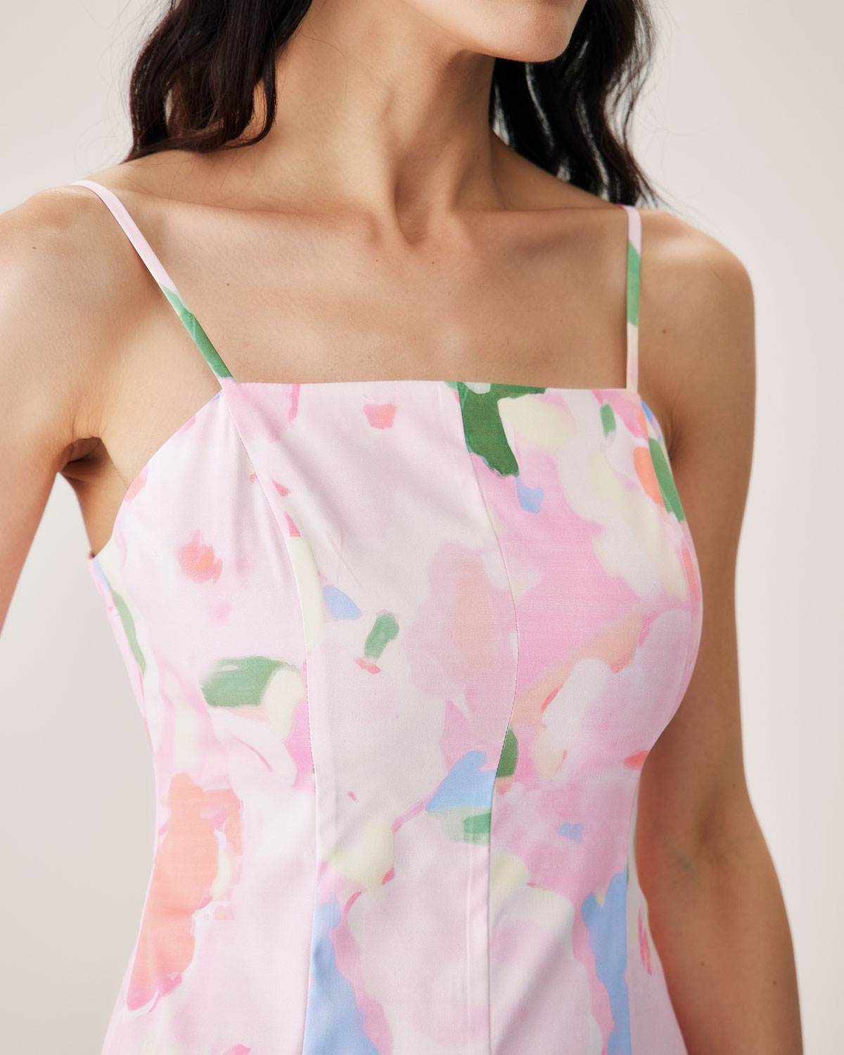 Shewess™ Pembe Çiçekli Slip Midi Elbise