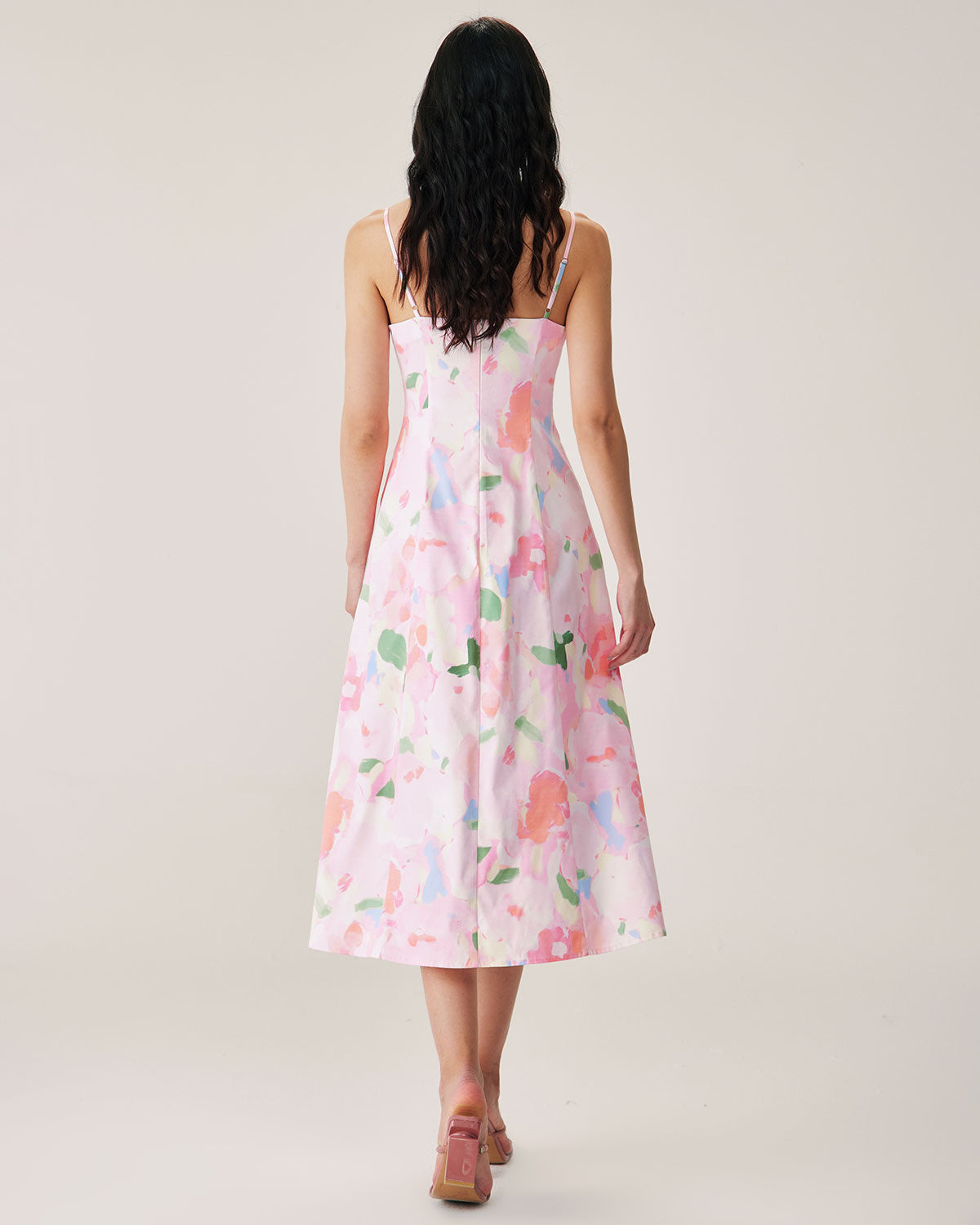 Shewess™ Pembe Çiçekli Slip Midi Elbise