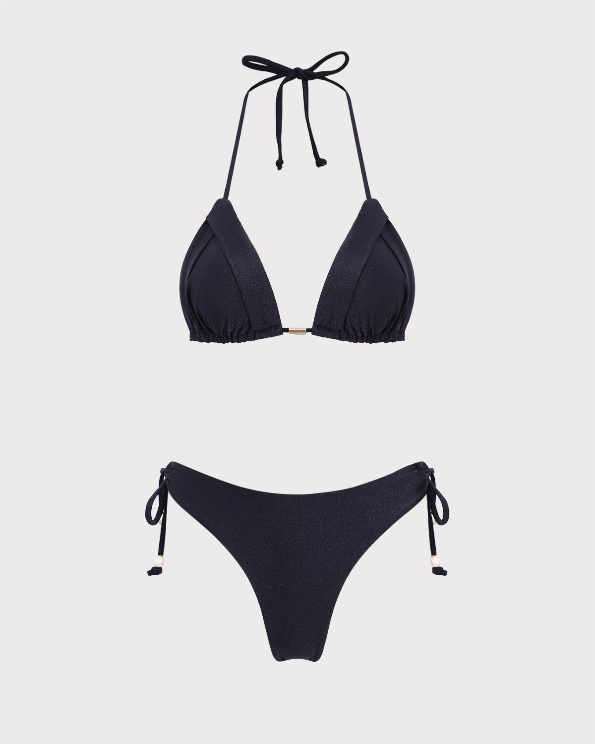 Shewess™ Siyah Boyundan Bağlamalı Üçgen Bikini Takımı