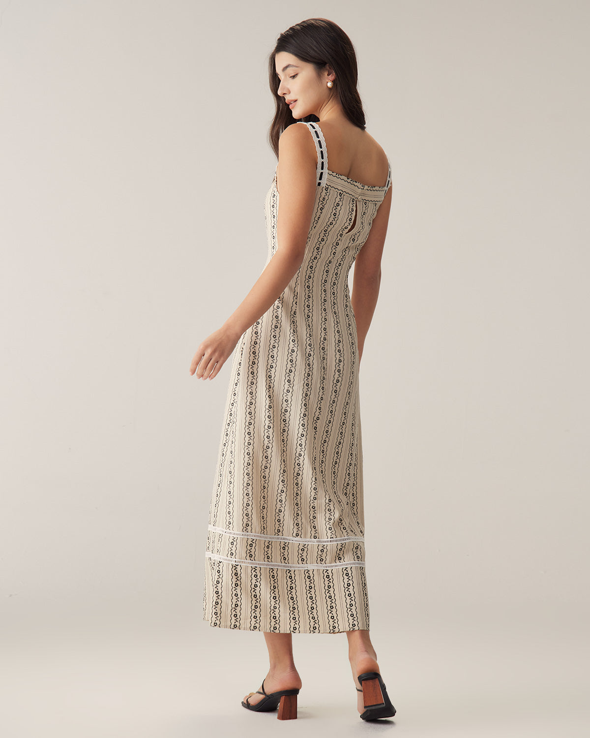 Shewess™ Kayısı Çizgili Slip Maxi Elbise