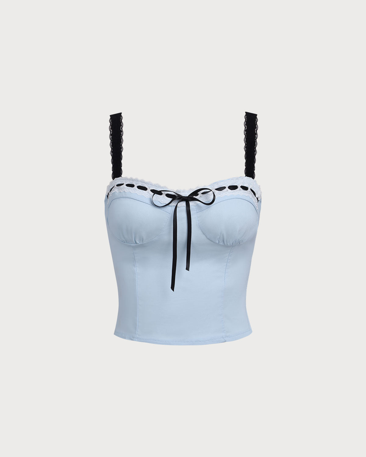 Shewess™ Mavi Kalp Yaka Crop Top