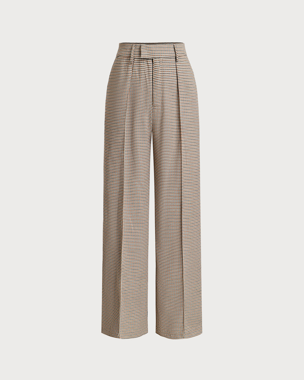 Shewess™ Kahverengi Ekose Düz Pantolon
