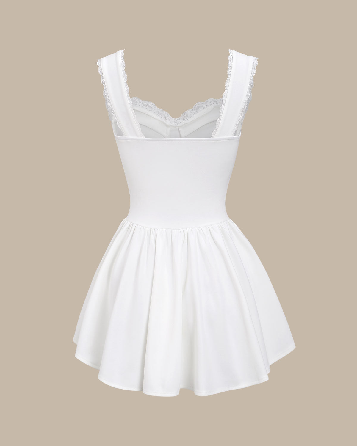 Shewess Bettydress-Beyaz Kalp Yaka Korse Slip Mini Elbise
