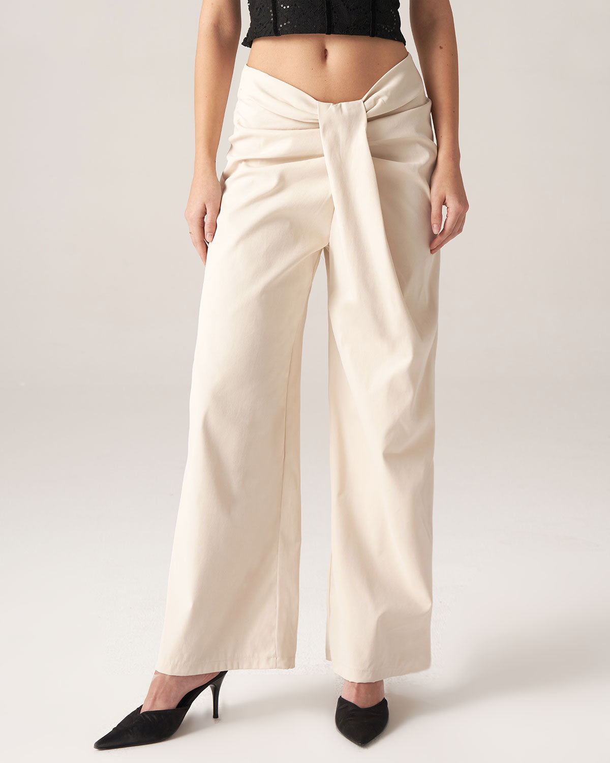 Shewess™ Bettydress-Beyaz Pileli Geniş Paça Pantolon