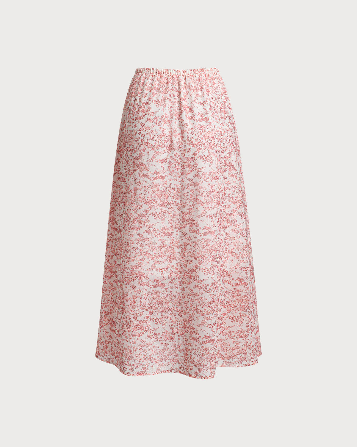 Shewess™ Pembe Çiçekli Beli Lastikli Kloş Etek