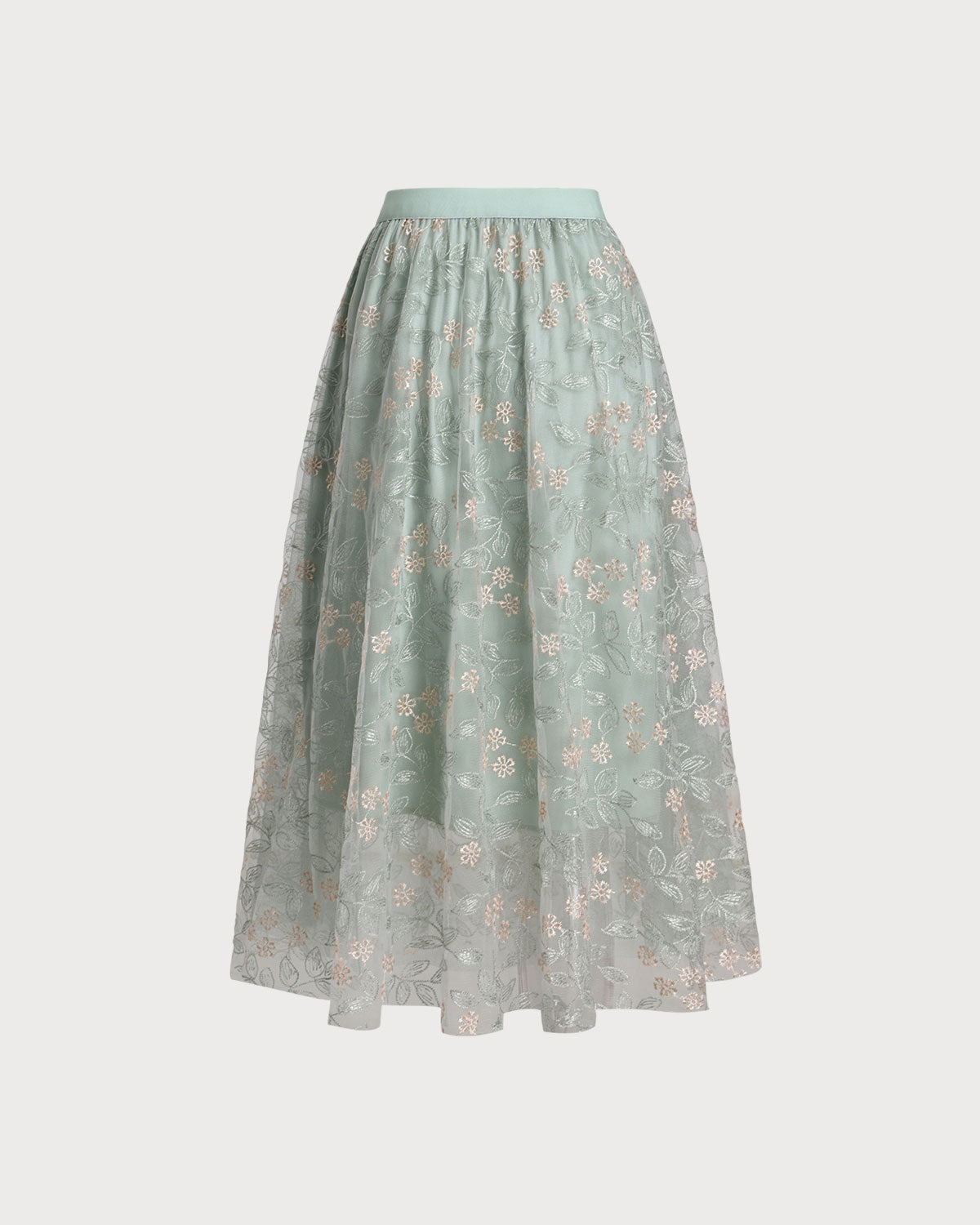 Shewess Yeşil Beli Lastikli Midi Etek