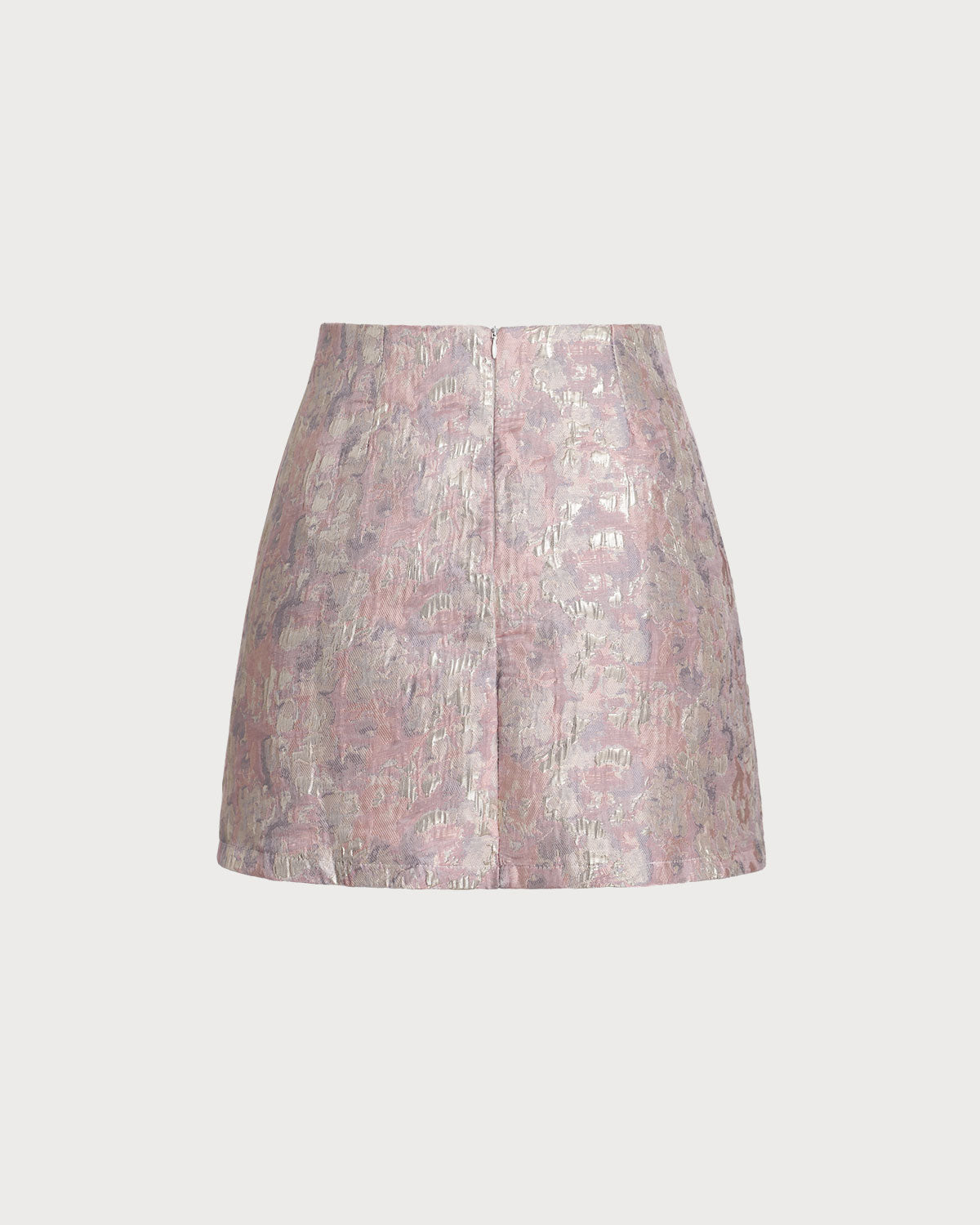 Shewess™ Pembe Çiçek Dokulu A Kesim Mini Etek