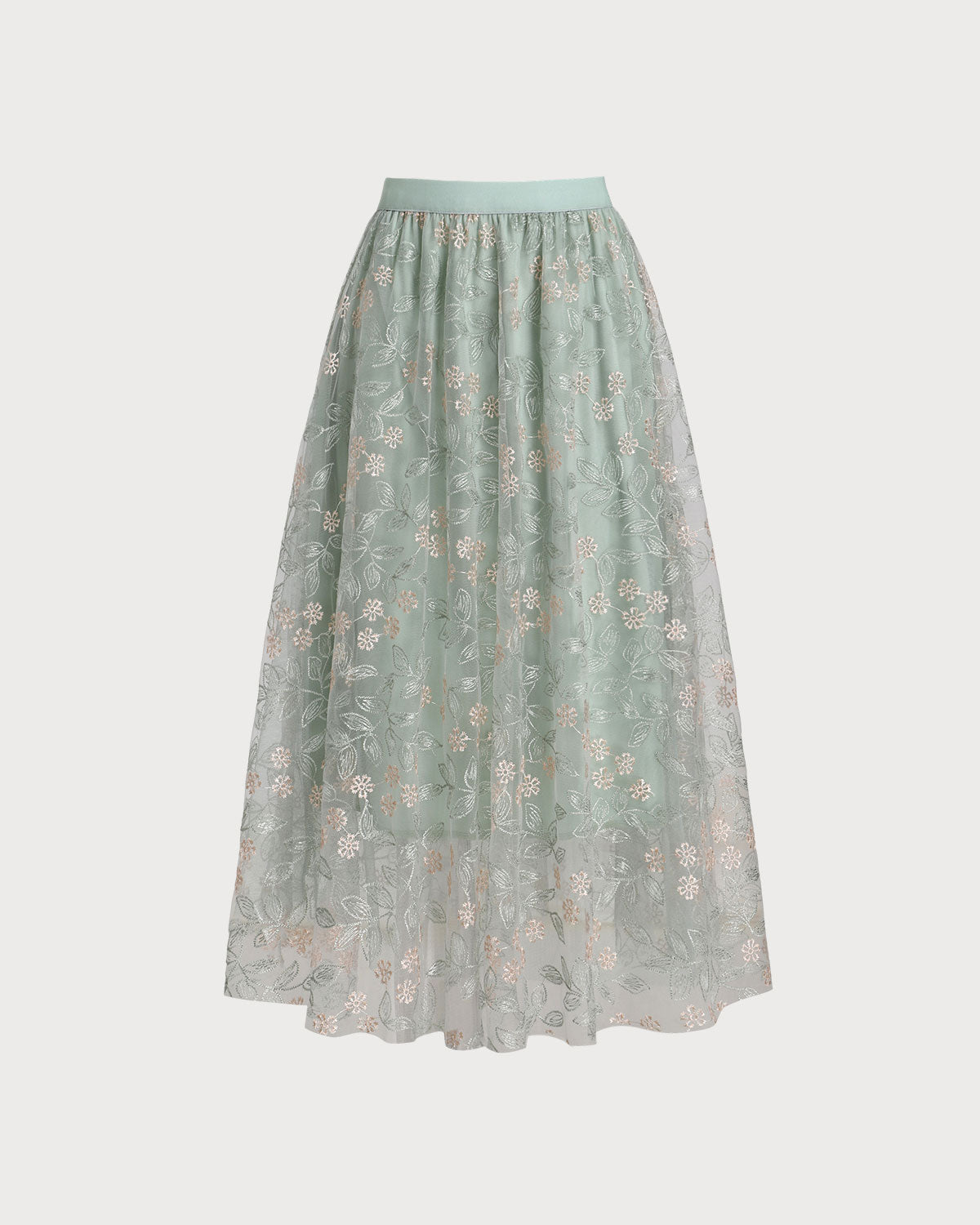 Shewess Yeşil Beli Lastikli Midi Etek